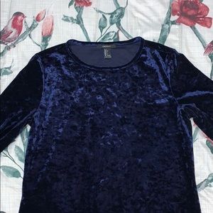 Blue long sleeve velvet shirt